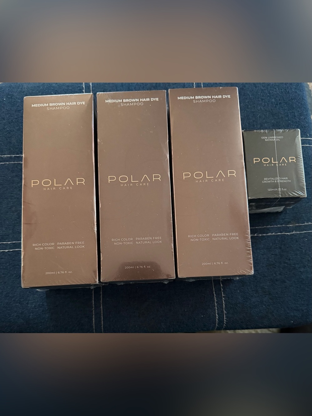 Polar medium brown hair dye shampoo